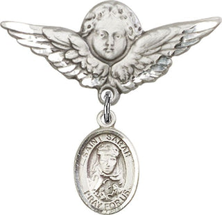 Sterling Silver Large Angel w/Wings St. Sarah Baby Badge - Engravable