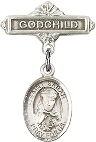 Sterling Silver Godchild St. Sarah Baby Badge - Engravable