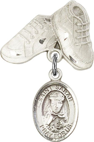Sterling Silver Baby Boots St. Sarah Baby Badge - Engravable