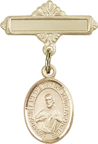 14kt Gold Polished Badge Pin Scapular Baby Badge - Engravable