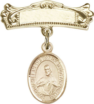 14kt Gold Badge Pin Scapular Baby Badge - Engravable