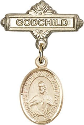 14kt Gold Godchild Scapular Baby Badge - Engravable