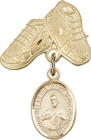 14kt Gold Baby Boots Scapular Baby Badge - Engravable