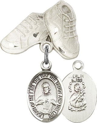 Sterling Silver Baby Boots Scapular Baby Badge - Engravable