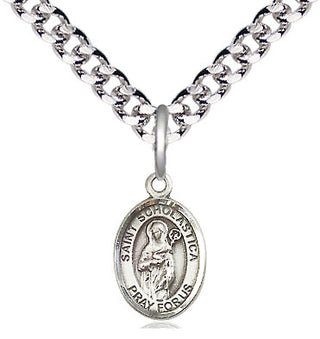 Pewter Saint Scholastica Medal Religious and Catholic Jewelry Engraved Catholic Saint Jewelry
