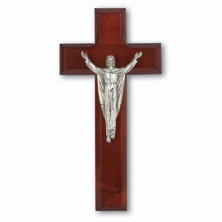 8" Dark Cherry Cross with Silver Corpus