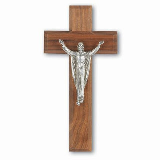8" Walnut Cross With Silver Corpus
