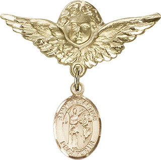 14kt Gold Filled Large Angel w/Wings St. Sebastian Baby Badge - Engravable