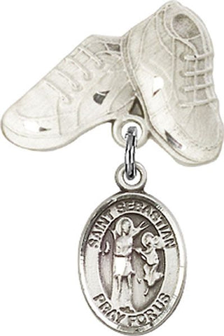 Sterling Silver Baby Boots St. Sebastian Baby Badge - Engravable