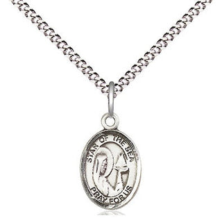 Pewter Our Lady Star of the Sea Medal Religious and Catholic Jewelry Engraved Catholic Saint Jewelry