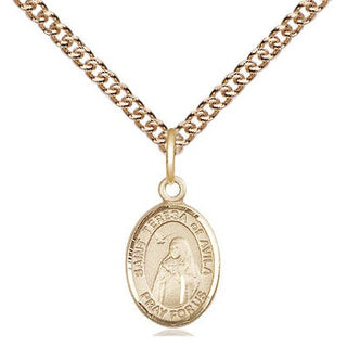 14kt Gold Saint Teresa of Avila Medal Engraved Catholic Saint Jewelry