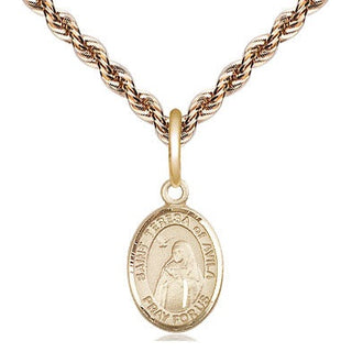 14kt Gold Saint Teresa of Avila Medal Engraved Catholic Saint Jewelry