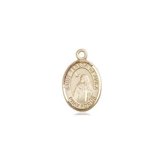 14kt Gold Saint Teresa of Avila Medal Engraved Catholic Saint Jewelry