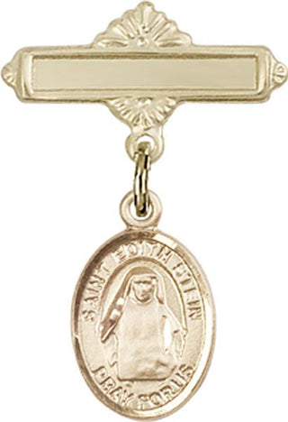 14kt Gold Polished Badge Pin St. Edith Stein Baby Badge - Engravable