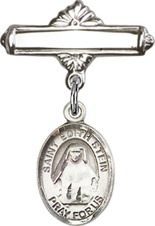 Sterling Silver Polished Badge Pin St. Edith Stein Baby Badge - Engravable