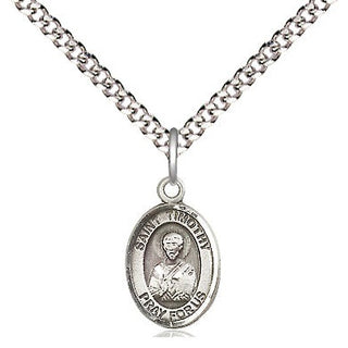 Pewter Saint Timothy Medal Religious and Catholic Jewelry Engraved Catholic Saint Jewelry