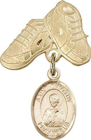 14kt Gold Filled Baby Boots St. Timothy Baby Badge - Engravable