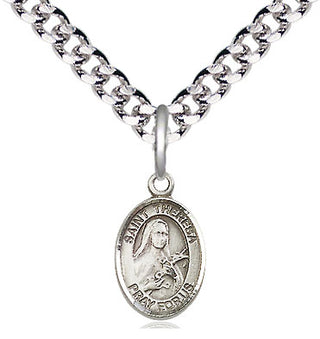 Pewter Saint Theresa Medal Religious and Catholic Jewelry Engraved Catholic Saint Jewelry