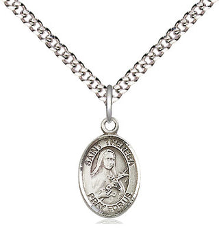 Pewter Saint Theresa Medal Religious and Catholic Jewelry Engraved Catholic Saint Jewelry