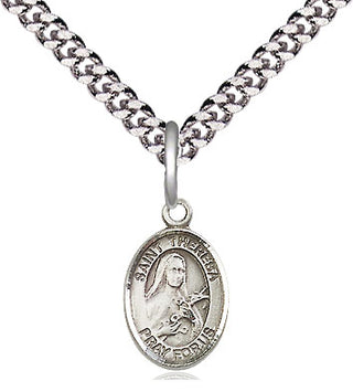 Pewter Saint Theresa Medal Religious and Catholic Jewelry Engraved Catholic Saint Jewelry