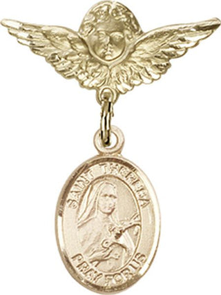 14kt Gold Filled Small Angel w/Wings St. Theresa Baby Badge - Engravable