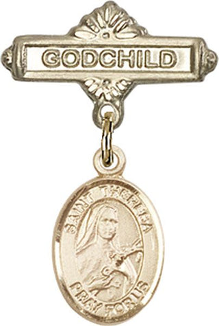 14kt Gold Filled Godchild St. Theresa Baby Badge - Engravable