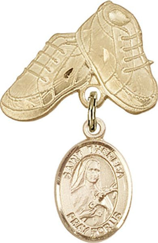 14kt Gold Filled Baby Boots St. Theresa Baby Badge - Engravable