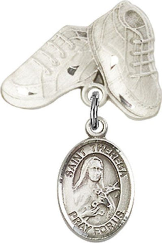 Sterling Silver Baby Boots St. Theresa Baby Badge - Engravable