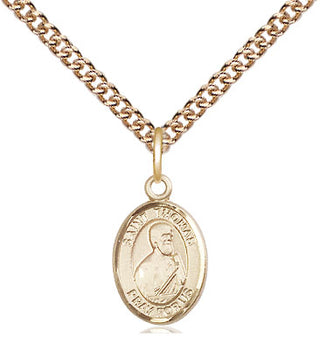 14kt Gold Saint Thomas the Apostle Medal Engraved Catholic Saint Jewelry