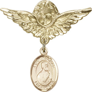 14kt Gold Filled Large Angel w/Wings St. Thomas the Apostle Baby Badge - Engravable