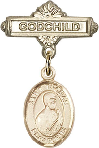 14kt Gold Godchild St. Thomas the Apostle Baby Badge - Engravable