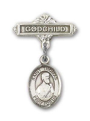 Sterling Silver Godchild St. Thomas the Apostle Baby Badge - Engravable