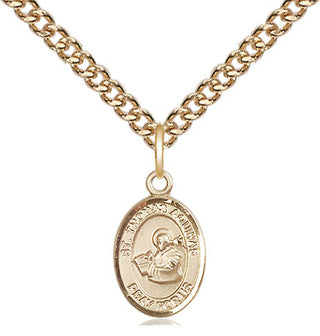 14kt Gold Saint Thomas Aquinas Medal Engraved Catholic Saint Jewelry