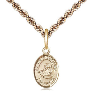 14kt Gold Saint Thomas Aquinas Medal Engraved Catholic Saint Jewelry
