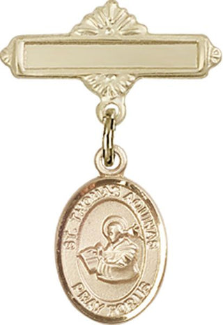 14kt Gold Filled Polished Badge Pin St. Thomas Aquinas Baby Badge - Engravable