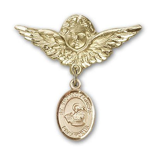 14kt Gold Filled Large Angel w/Wings St. Thomas Aquinas Baby Badge - Engravable