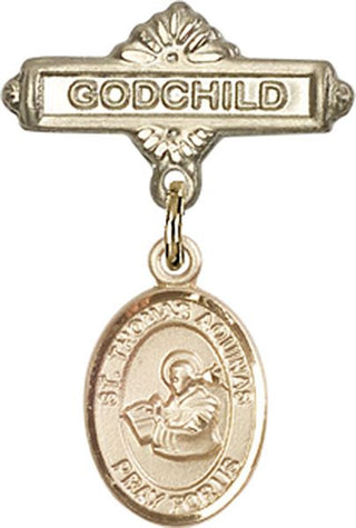 14kt Gold Filled Godchild St. Thomas Aquinas Baby Badge - Engravable