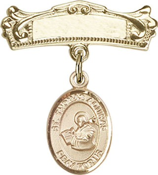 14kt Gold Badge Pin St. Thomas Aquinas Baby Badge - Engravable