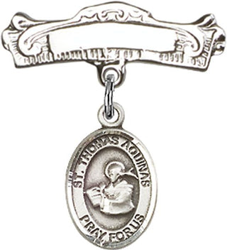 Sterling Silver Badge Pin St. Thomas Aquinas Baby Badge - Engravable