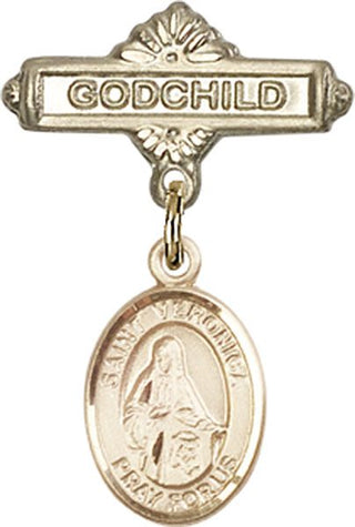 14kt Gold Godchild St. Veronica Baby Badge - Engravable
