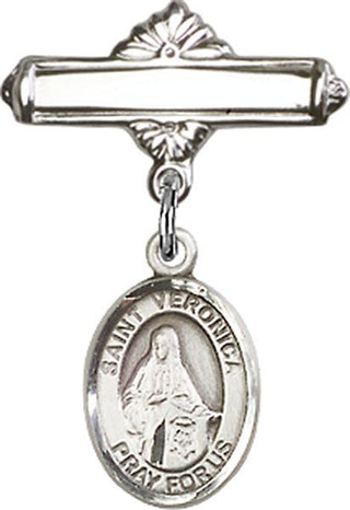 Sterling Silver Polished Badge Pin St. Veronica Baby Badge - Engravable