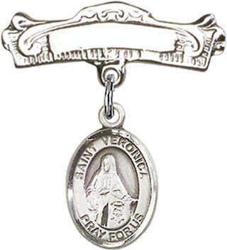 Sterling Silver Badge Pin St. Veronica Baby Badge - Engravable