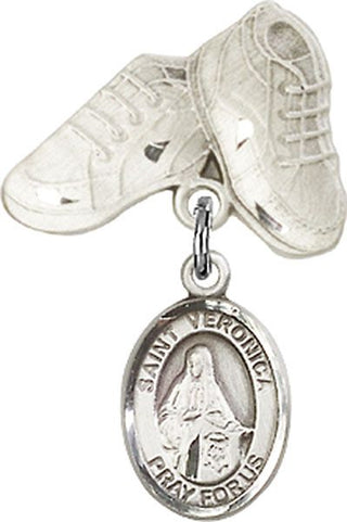 Sterling Silver Baby Boots St. Veronica Baby Badge - Engravable