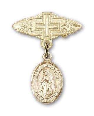 14kt Gold Filled Badge Pin With Cross St. Juan Diego Baby Badge