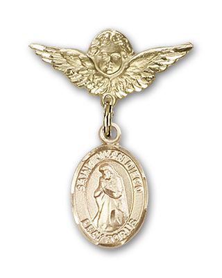 14kt Gold Filled Small Angel w/Wings St. Juan Diego Baby Badge