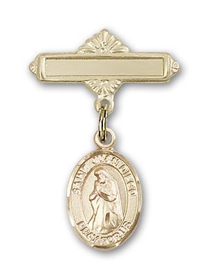 14kt Gold Polished Badge Pin St. Juan Diego Baby Badge