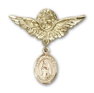 14kt Gold Large Angel w/Wings St. Juan Diego Baby Badge