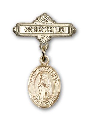 14kt Gold Godchild St. Juan Diego Baby Badge