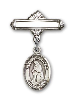 Sterling Silver Polished Badge Pin St. Juan Diego Baby Badge