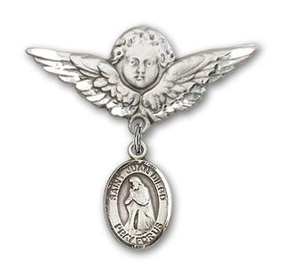 Sterling Silver Large Angel w/Wings St. Juan Diego Baby Badge